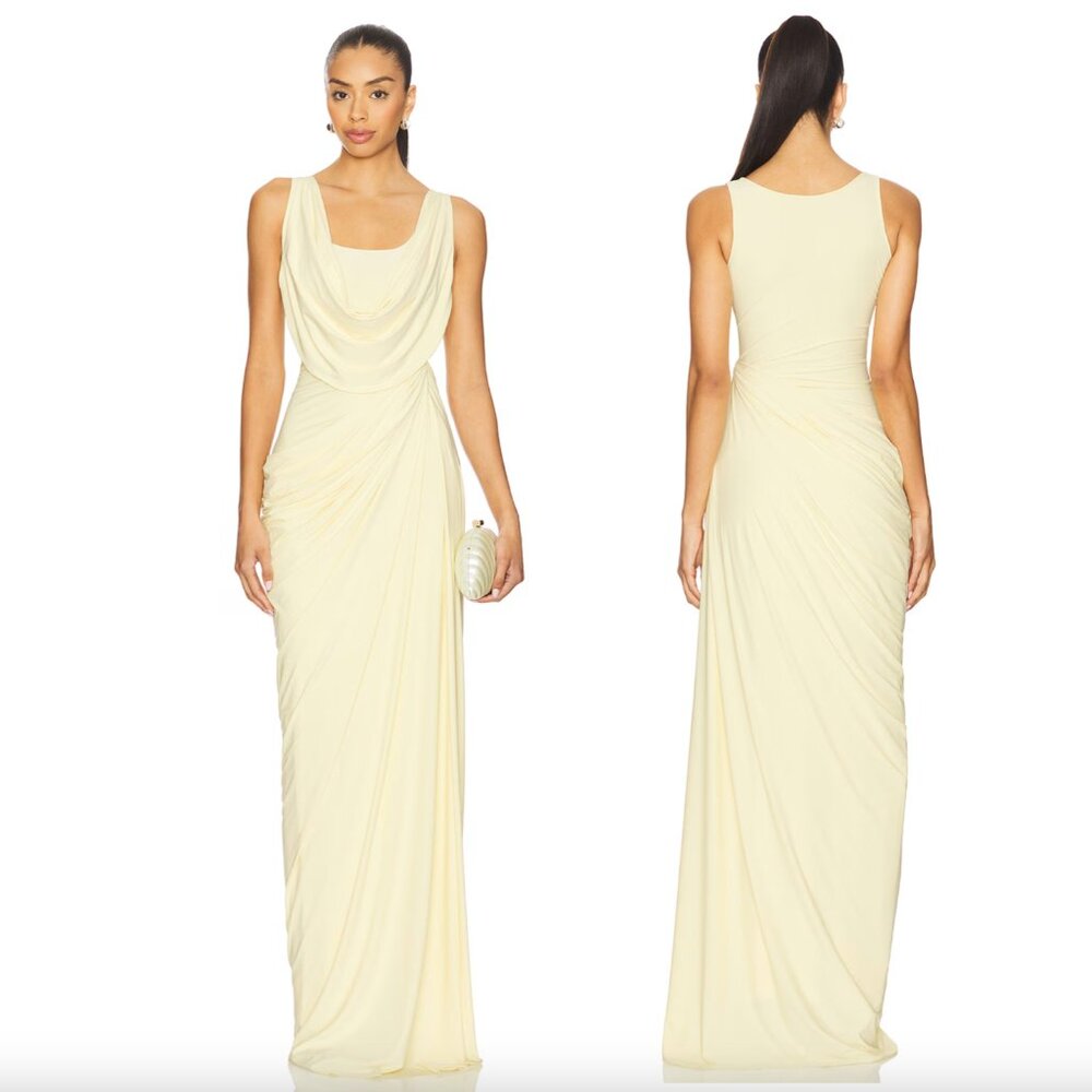 NEW Deme by Gabriella Renata Maxi Dress in Butter Yellow Light Formal Gown XS